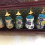 Enamel cloisonne graduated bells on wooden stand Image 7