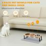 Cat Bowls with Stand & Feeding Mat, 3Pcs Deep Stainless Steel Food Bowls (500ml) for Pet Image 3