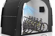 Bike Storage Tent Shed for 5 Bikes, Outdoor Portable 210D Oxford Thick PU4000 Waterproof Bike Cover with Ventilated Window, Bike Tent Fit for Bicycle, Lawn Mower, Garden Tools