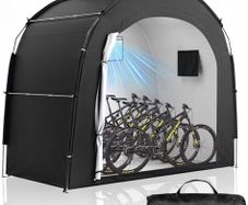 Bike Storage Tent Shed for 5 Bikes, Outdoor Portable 210D Oxford Thick PU4000 Waterproof Bike Cover with Ventilated Window, Bike Tent Fit for Bicycle, Lawn Mower, Garden Tools