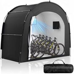 Bike Storage Tent Shed for 5 Bikes, Outdoor Portable 210D Oxford Thick PU4000 Waterproof Bike Cover with Ventilated Window, Bike Tent Fit for Bicycle, Lawn Mower, Garden Tools