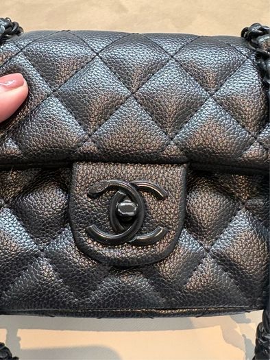 Rare all black C single flap bag.