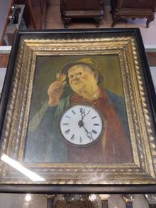 Rare 1880 Black Forest Augenwender  Moving Eyes Picture Clock  Fully Serviced