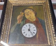 Rare 1880 Black Forest Augenwender  Moving Eyes Picture Clock  Fully Serviced