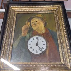 Rare 1880 Black Forest Augenwender  Moving Eyes Picture Clock  Fully Serviced