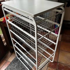 IKEA JONAXEL white storage unit with wire baskets