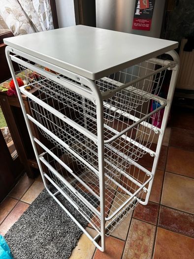 IKEA JONAXEL white storage unit with wire baskets
