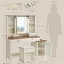 Vintage Dressing Table with Mirror and Lighting with Stool 2 Drawers, Jewellery Storage Image 3