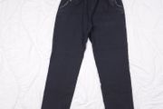 Celia Black Elastic Waist Straight Leg Stretch Trousers Moon Pattern Pocket Trim 10-12UK/38-40EU