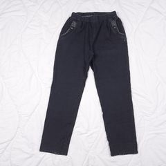 Celia Black Elastic Waist Straight Leg Stretch Trousers Moon Pattern Pocket Trim 10-12UK/38-40EU