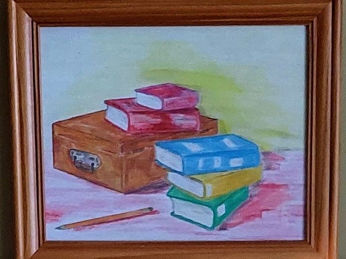 Framed hand painted art piece