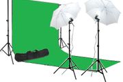 Background Support &amp; 3m x 6m Green Screen Studio Light Kit