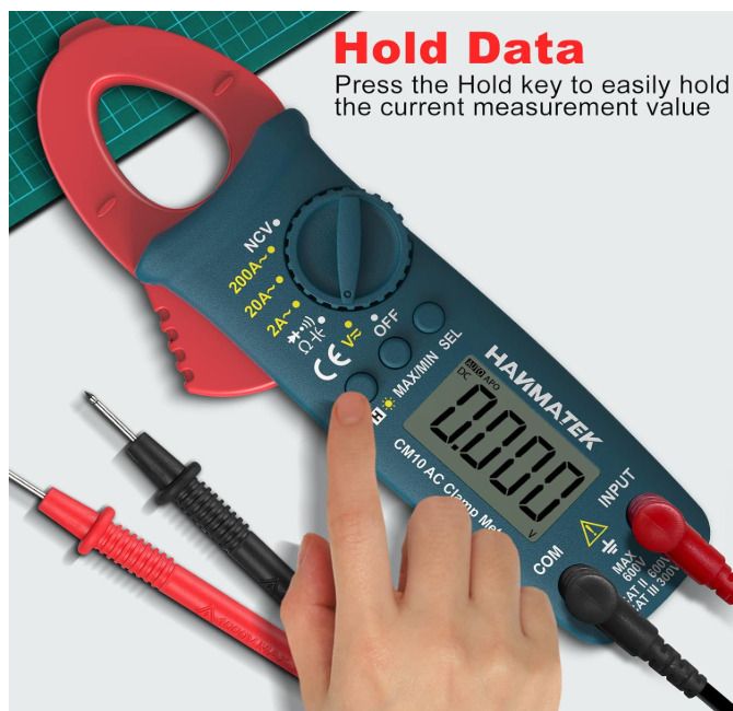 HANMATEK Digital Clamp Meter,Auto-ranging Amp Voltage Tester with Backlight,Clamp Multimeter
