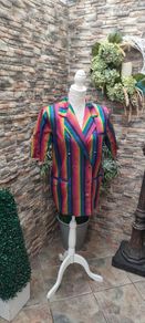 Rainbow striped shirt sleeve festival blazer uk12