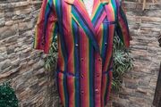 Rainbow striped shirt sleeve festival blazer uk12