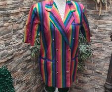 Rainbow striped shirt sleeve festival blazer uk12