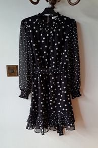 Black polka dot dress