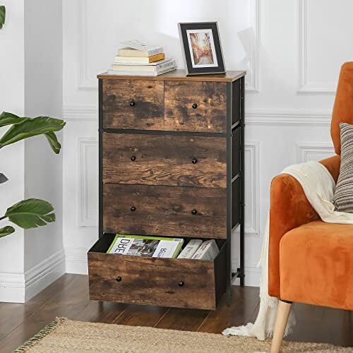 Chest of Drawers Storage Cabinet 5 rustic brown