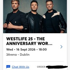 Westlife Concert Tickets Wednesday 16th September 2026