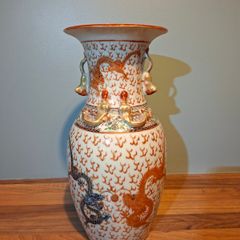 Chinese Dragon Vase Early 20th Century Republic Large 35cm