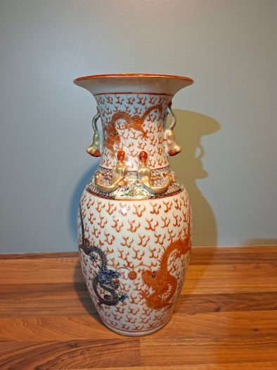 Chinese Dragon Vase Early 20th Century Republic Large 35cm