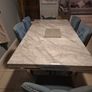 Grey marble dining table and 6 blue suede chairs Image 5