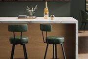 Set of 2 Swivel Bar Stools - 360 Rotation - Faux Leather - Forest Green 65 cm High