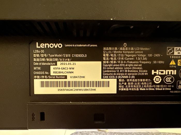 Lenovo Monitor L28u-30
