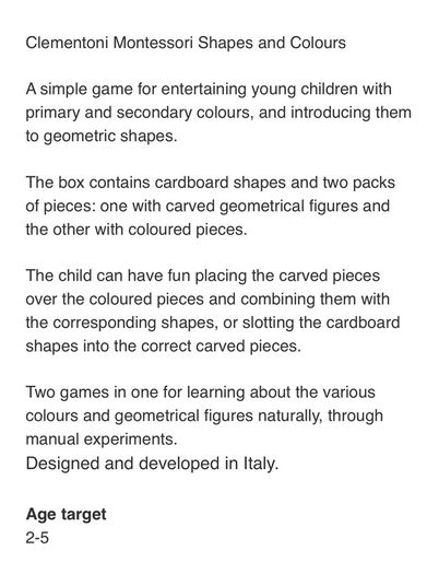 Montessori shapes & colours game
