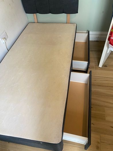 Free single bed base with two drawers