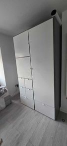 Wardrobe, grey/white, 122x59x216 cm