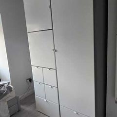 Wardrobe, grey/white, 122x59x216 cm