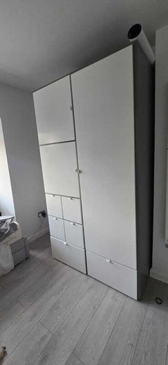 Wardrobe, grey/white, 122x59x216 cm