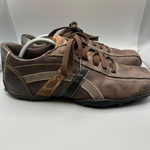 Skechers Mens 10 EU 45 Relaxed Step Brown Leather Casual Walking Shoes