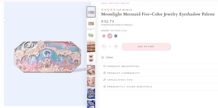 Flower Knows Moonlight Mermaid Jewelry Eyeshadow Palette in 03 Ocean Siren
