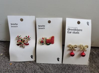 ear studs and brooch