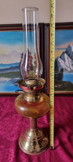 Vintage 21 Inches Tall Brass Double Burner Victorian Oil Lamp With Amber Glass Oil Font And With White Opaque Fluted  Glass Globe Shade