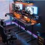 Gaming Desk with LED & Power Outlets, 100 x 50 cm Computer Desk Image 2