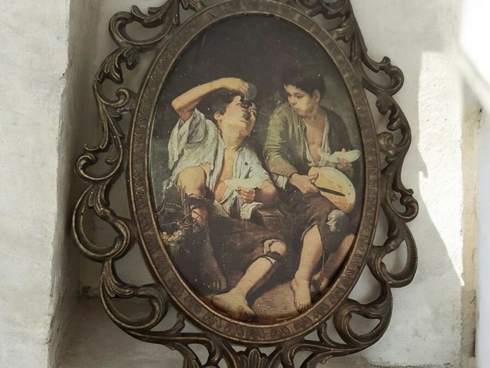 Vintage Italian Silk Prints in Ornate Baroque Frames - Pair