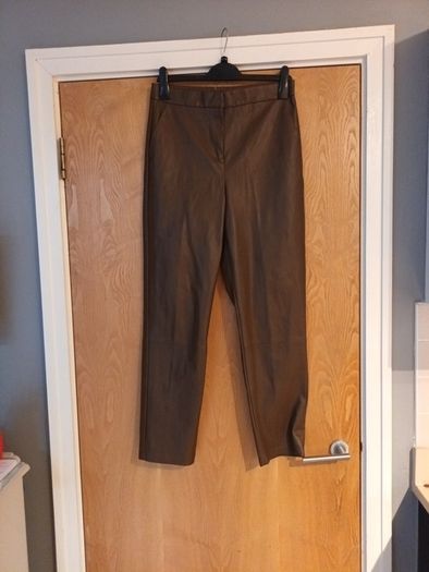 Primark   Brown Faux Leather  Trousers.  S.12.  New.