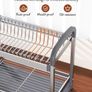 Brand New 2-Tier Dish Drainer with Utensil & Cup Holders Drip Tray Image 4