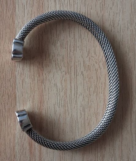 Tous silver mesh bangle bracelet with teddy bears