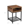 Bedside table, side table with open compartment and lattice tray, living room, bedroom, easy construction, space-saving, industrial design, vintage, dark brown Image 3