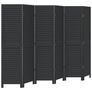 Room Divider 6 Panels Black Solid Wood Paulownia Image 3