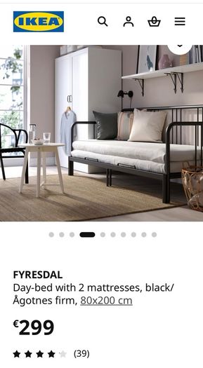 FYRESDAL metal frame sofa bed/ day bed 80x200cm