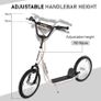 Kick Scooters for Kids with Adjustable Height, Anti-Slip Deck, Dual Brakes, Rubber Tyres, for Boys and Girls Aged 5+ Years Old - White Image 2