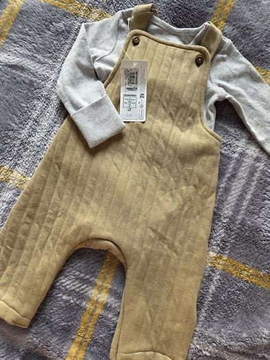 3-6m, With Tags Girls M&S Dungarees with Wings and Bodysuit included