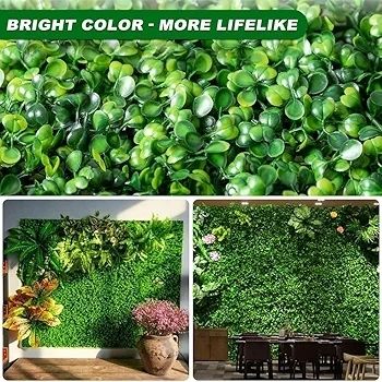 6 PCS Artificial Hedge Panels 40x60cm - Dark Green Boxwood Privacy Fence Wall for Indoor Outdoor Garden Decor, Wedding Backdrop, Balcony Cover
