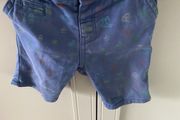 Blue with beach style motif shorts 9-12 months