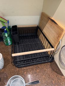 [PRE-ORDER] Modern Black Dish Drainer Rack + FREE Large Wooden Chopping Board